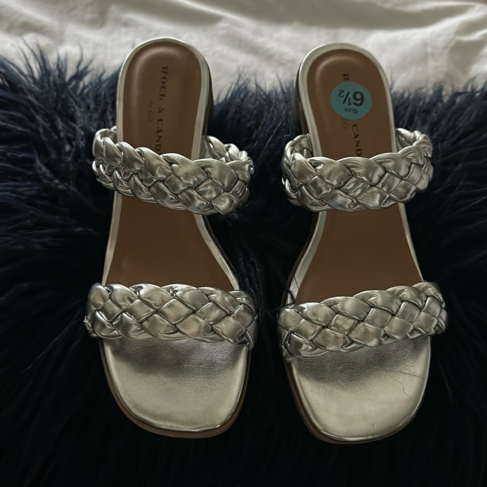 New Rock & Candy Silver Braided Sandal